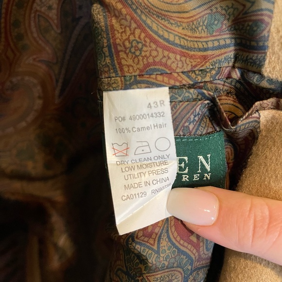 Lauren Ralph Lauren 100% Camel Hair Single Breasted Tan Blazer Sport Coat Sz 43R - Picture 2 of 6